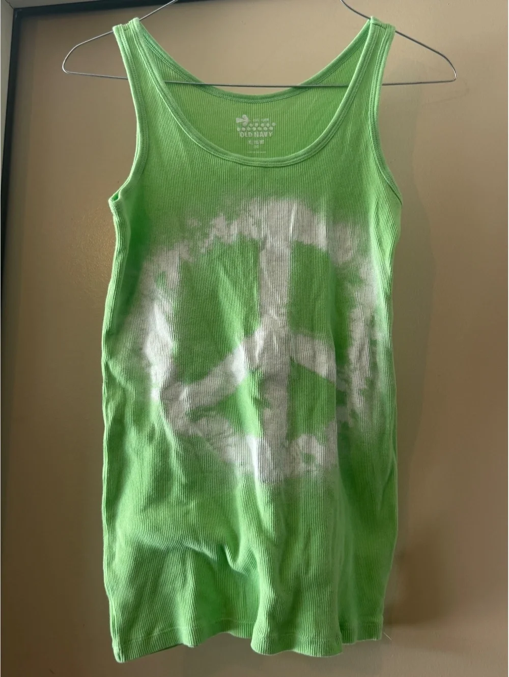 Old Navy Green Tie-Dye Peace Sign Tank Top XL